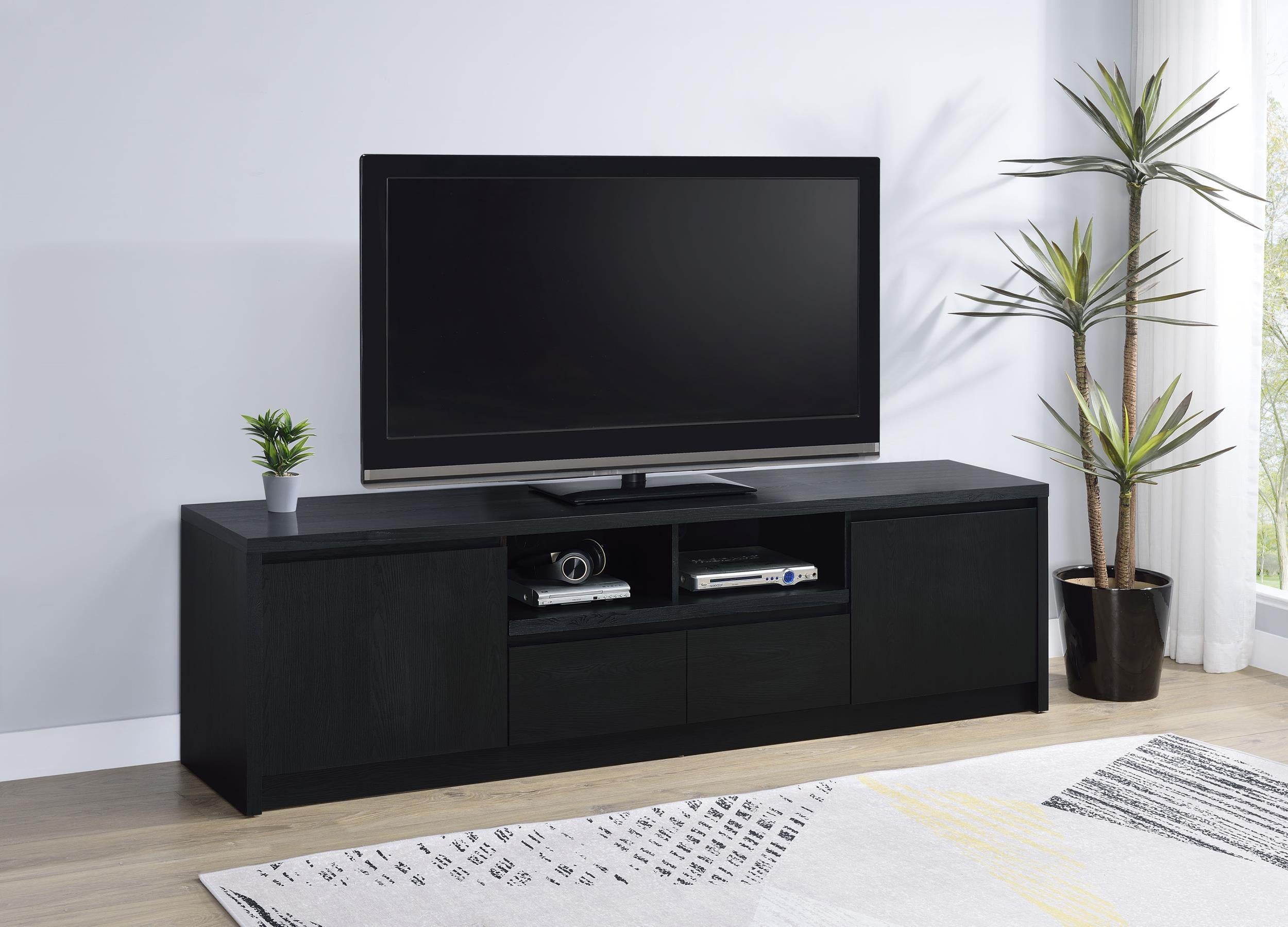 THE UNION ブラックカモ XL Winfield Black 60-inch 2-Door TV Stand Media Console – Luna Furniture