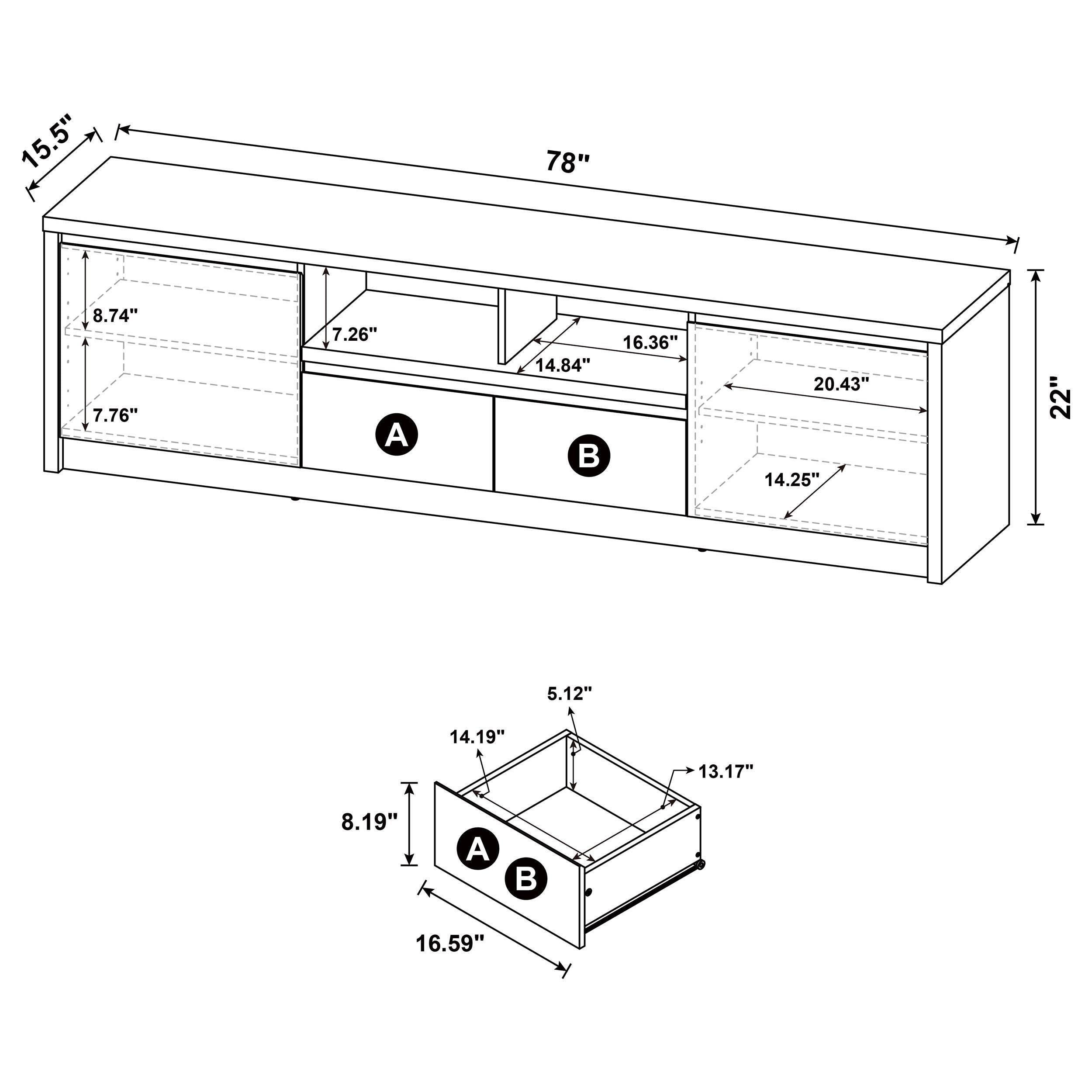 Winfield Black 78-inch 2-Door TV Stand Media Console – Luna Furniture
