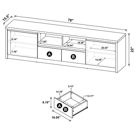 Winfield Black 78-inch 2-Door TV Stand Media Console from Coaster - Luna Furniture