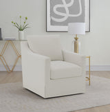 Winter Beige Upholstered Sloped Arm Accent Swivel Chair from Coaster - Luna Furniture