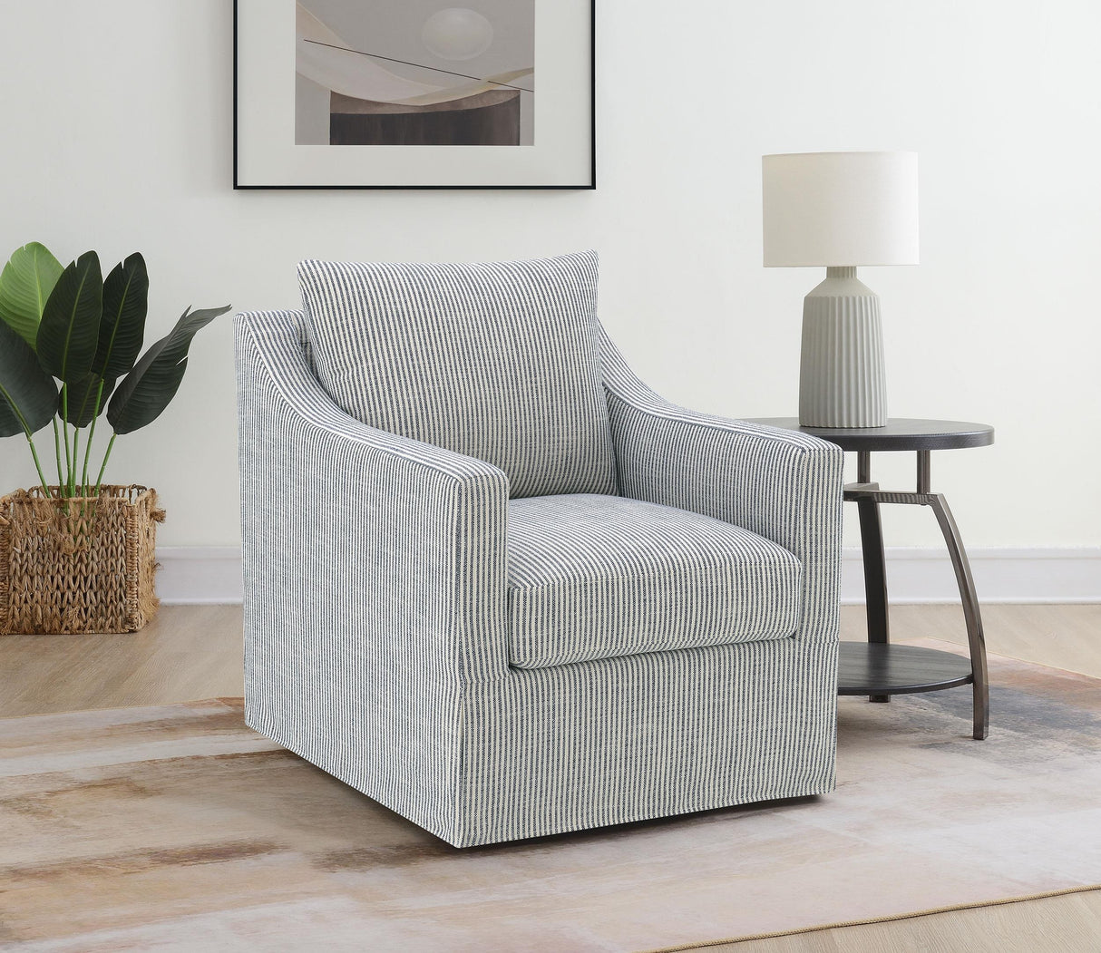 Winter Gray Upholstered Sloped Arm Accent Swivel Chair from Coaster - Luna Furniture