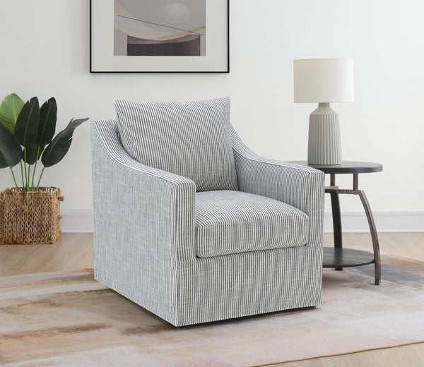 Winter Gray Upholstered Sloped Arm Accent Swivel Chair