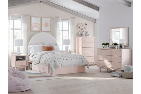 Wistenpine Blush Upholstered Youth Storage Platform Bedroom Set with 2 Drawers from Ashley - Luna Furniture