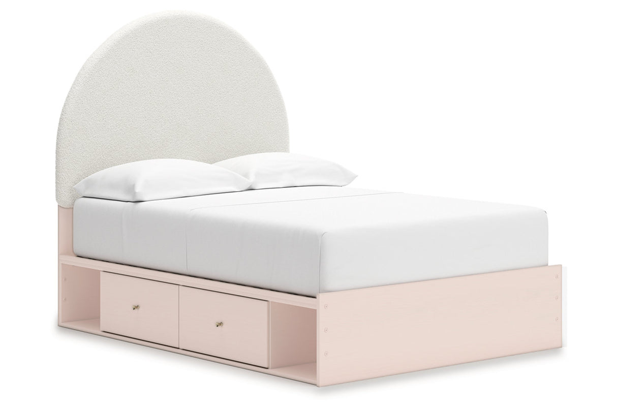 Wistenpine Blush Upholstered Youth Storage Platform Bedroom Set with 4 Drawers from Ashley - Luna Furniture