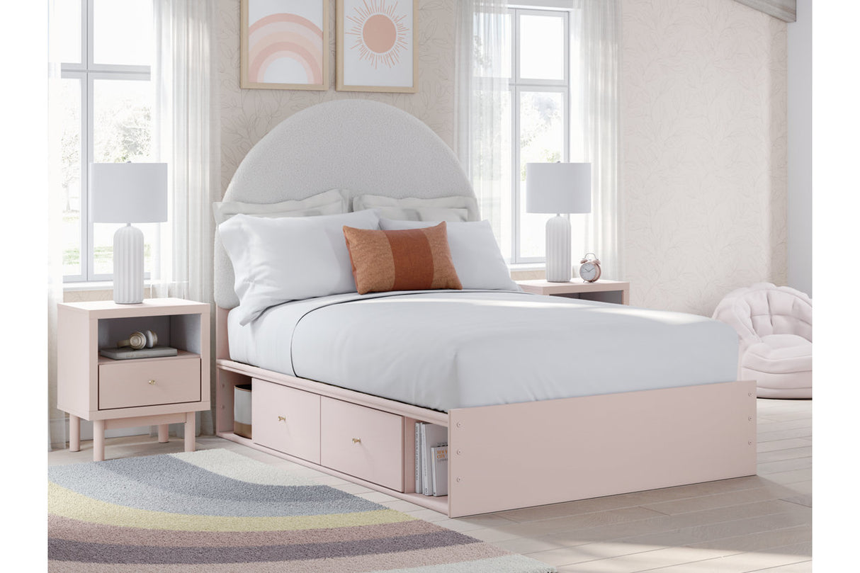 Wistenpine Blush Upholstered Youth Storage Platform Bedroom Set with 4 Drawers from Ashley - Luna Furniture