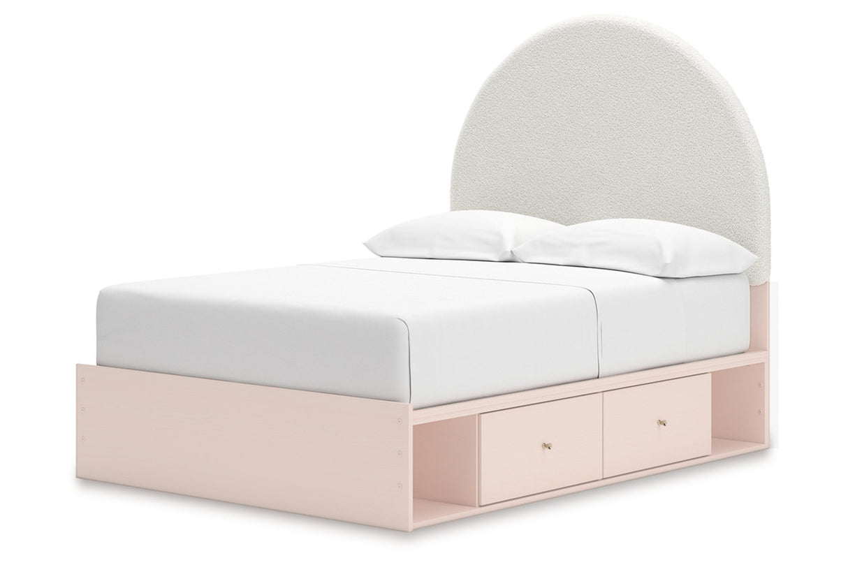 Wistenpine Blush Upholstered Youth Storage Platform Bedroom Set with 4 Drawers from Ashley - Luna Furniture