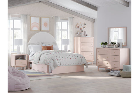 Wistenpine Blush Upholstered Youth Storage Platform Bedroom Set with 4 Drawers from Ashley - Luna Furniture