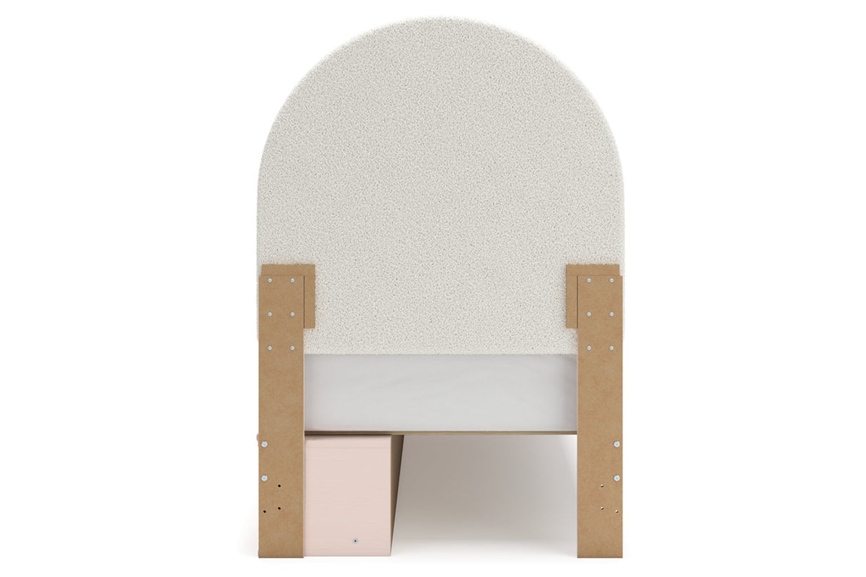 Wistenpine Blush Twin Upholstered Storage Platform Bed with 2 Drawers from Ashley - Luna Furniture