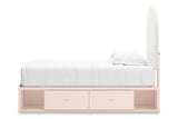 Wistenpine Blush Twin Upholstered Storage Platform Bed with 2 Drawers from Ashley - Luna Furniture