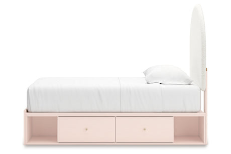 Wistenpine Blush Twin Upholstered Storage Platform Bed with 2 Drawers from Ashley - Luna Furniture