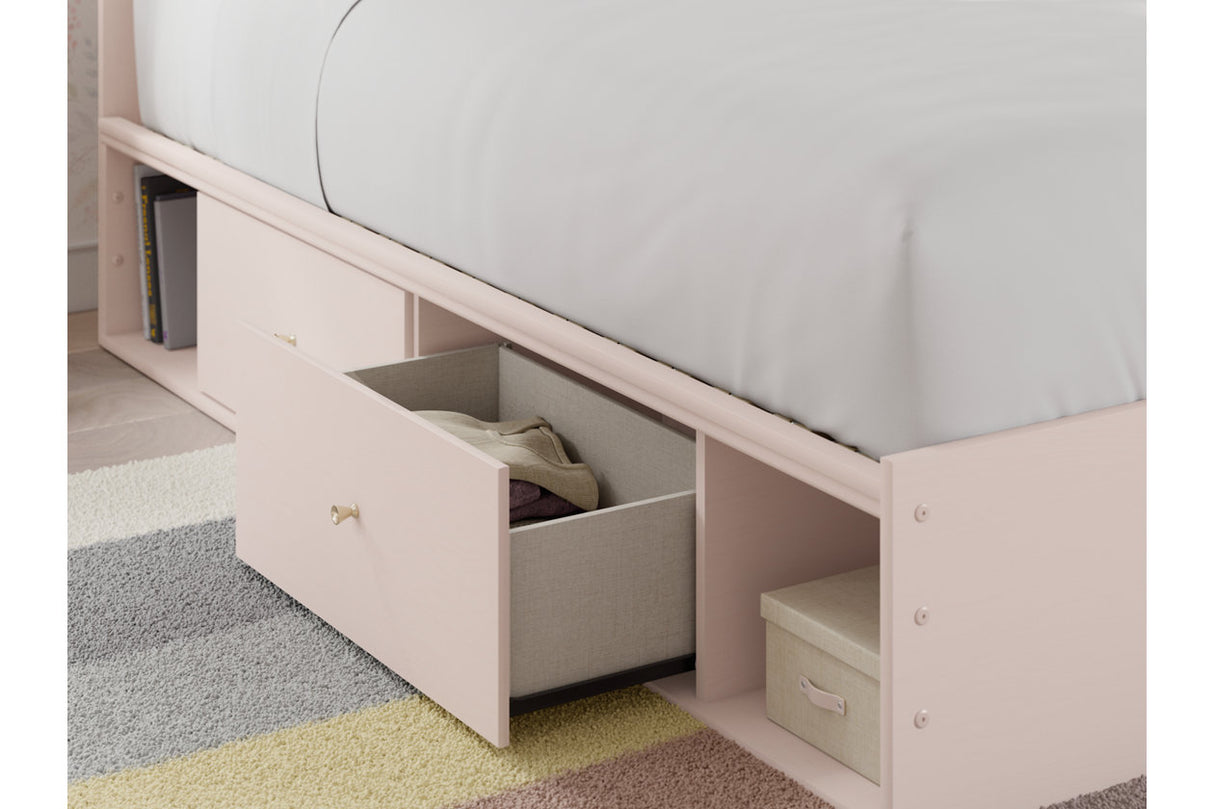Wistenpine Blush Twin Upholstered Storage Platform Bed with 2 Drawers from Ashley - Luna Furniture