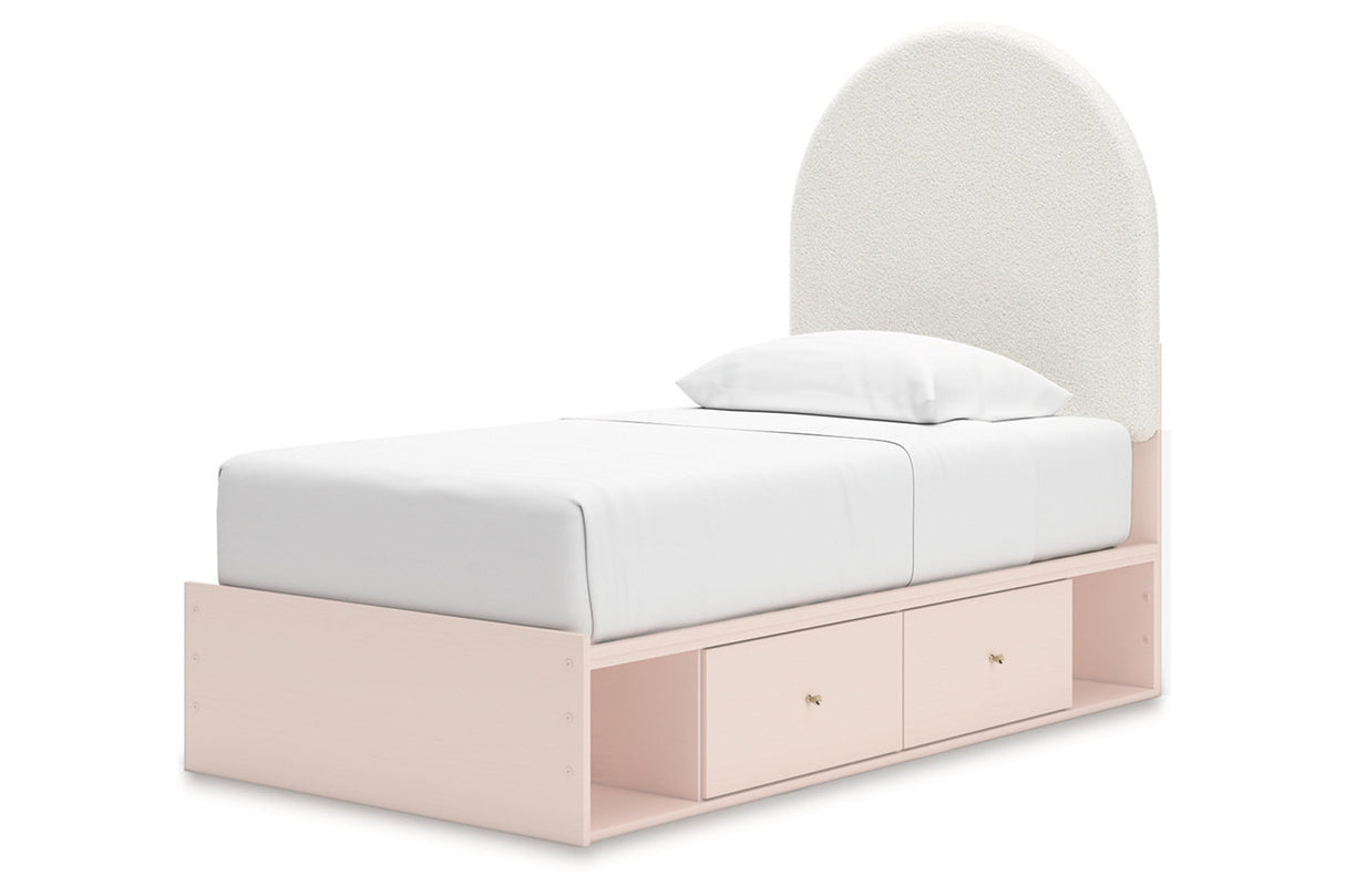 Wistenpine Blush Twin Upholstered Storage Platform Bed with 4 Drawers from Ashley - Luna Furniture