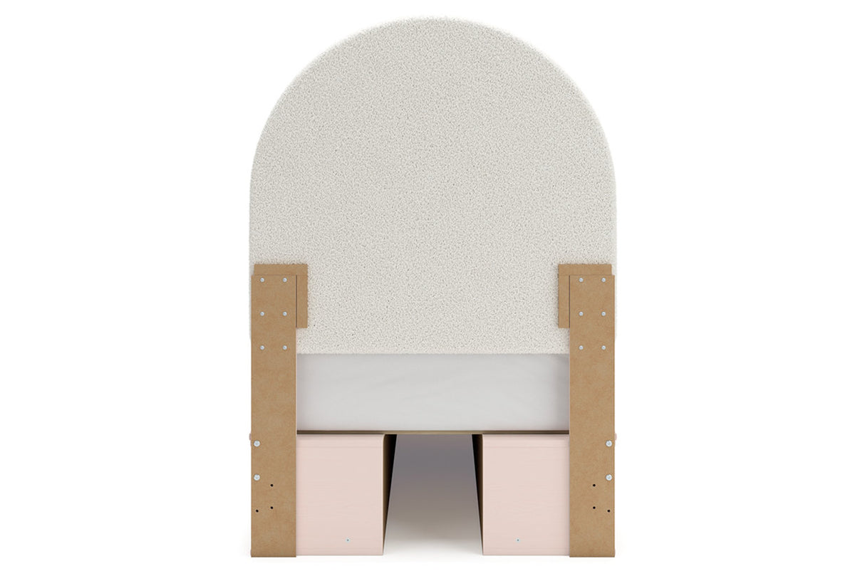 Wistenpine Blush Twin Upholstered Storage Platform Bed with 4 Drawers from Ashley - Luna Furniture