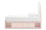 Wistenpine Blush Twin Upholstered Storage Platform Bed with 4 Drawers from Ashley - Luna Furniture