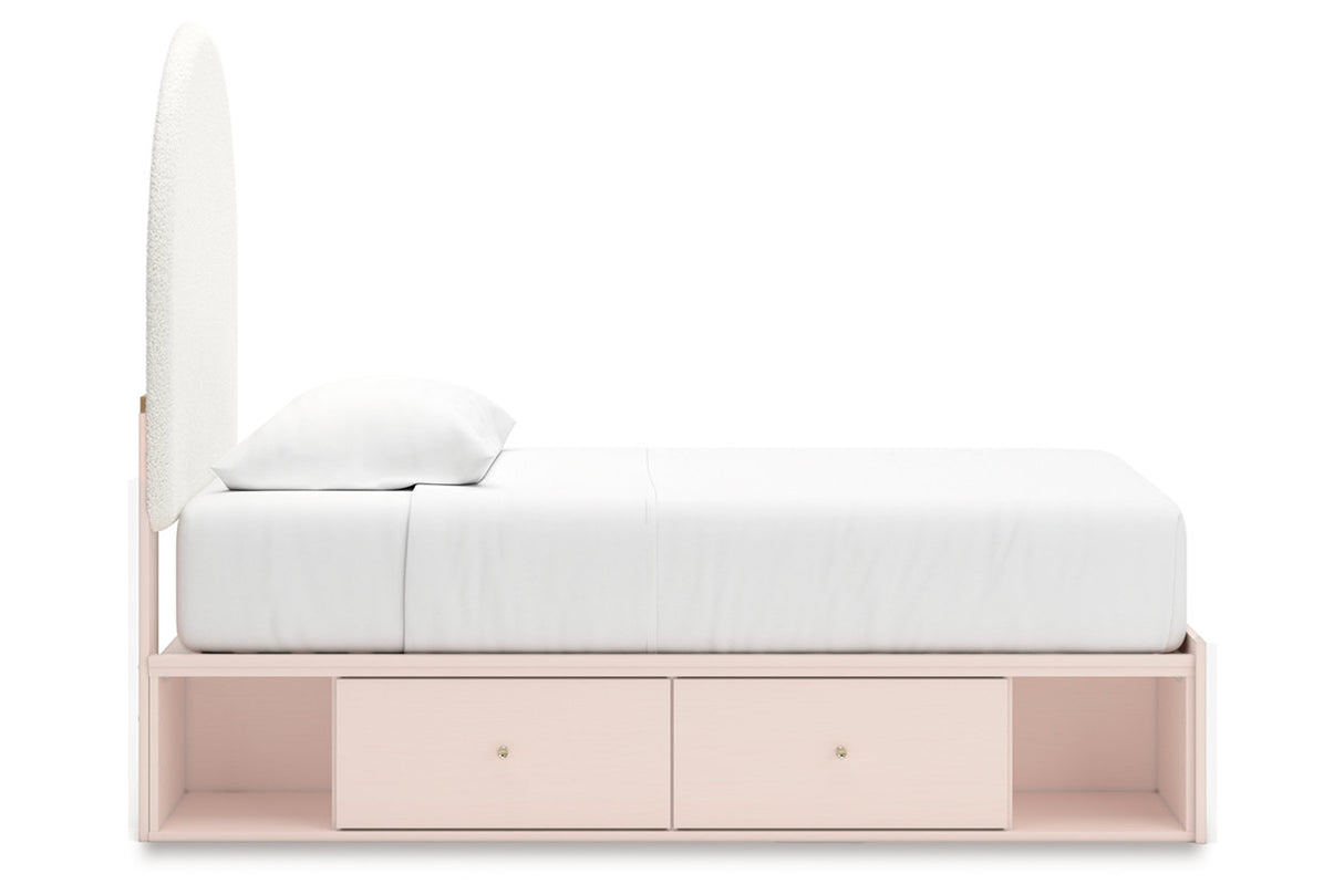 Wistenpine Blush Twin Upholstered Storage Platform Bed with 4 Drawers from Ashley - Luna Furniture