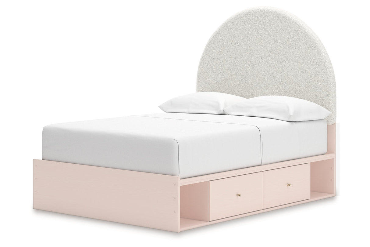 Wistenpine Blush Upholstered Youth Storage Platform Bedroom Set with 4 Drawers from Ashley - Luna Furniture