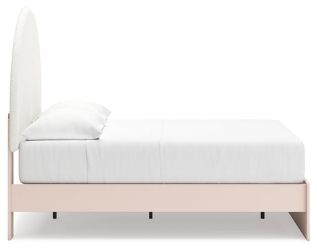 Wistenpine Full Upholstered Panel Bed with Dresser in Blush from Ashley - Luna Furniture