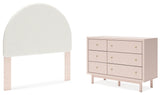 Wistenpine Full Upholstered Panel Headboard with Dresser in Blush from Ashley - Luna Furniture