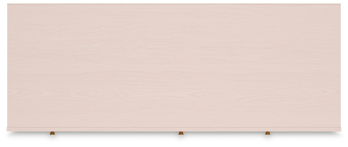 Wistenpine Full Upholstered Panel Headboard with Dresser in Blush from Ashley - Luna Furniture
