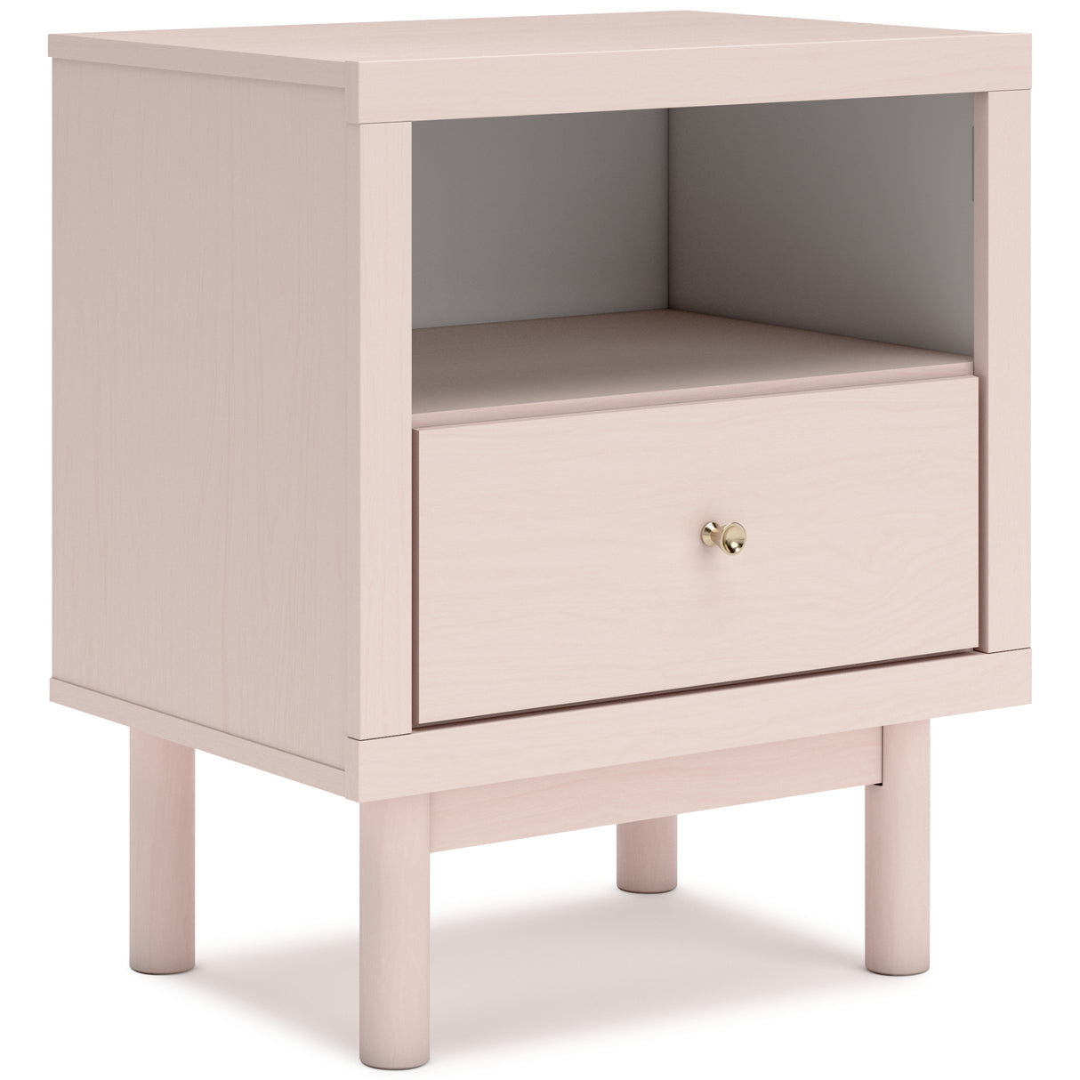 Wistenpine Full Upholstered Panel Headboard with Mirrored Dresser, Chest and 2 Nightstands in Blush from Ashley - Luna Furniture