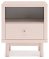 Wistenpine Full Upholstered Panel Headboard with Mirrored Dresser and Nightstand in Blush from Ashley - Luna Furniture