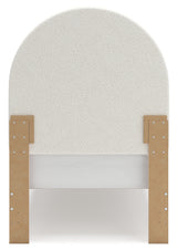 Wistenpine Twin Upholstered Panel Bed with Mirrored Dresser and Chest in Blush from Ashley - Luna Furniture