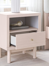 Wistenpine Twin Upholstered Panel Headboard with Dresser and 2 Nightstands in Blush from Ashley - Luna Furniture