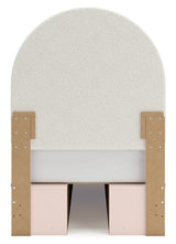 Wistenpine Twin Upholstered Panel Headboard with Mirrored Dresser, Chest and 2 Nightstands in Blush from Ashley - Luna Furniture