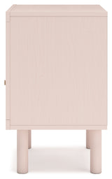 Wistenpine Twin Upholstered Panel Headboard with Mirrored Dresser and 2 Nightstands in Blush from Ashley - Luna Furniture