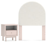 Wistenpine Twin Upholstered Panel Headboard with Nightstand in Blush from Ashley - Luna Furniture