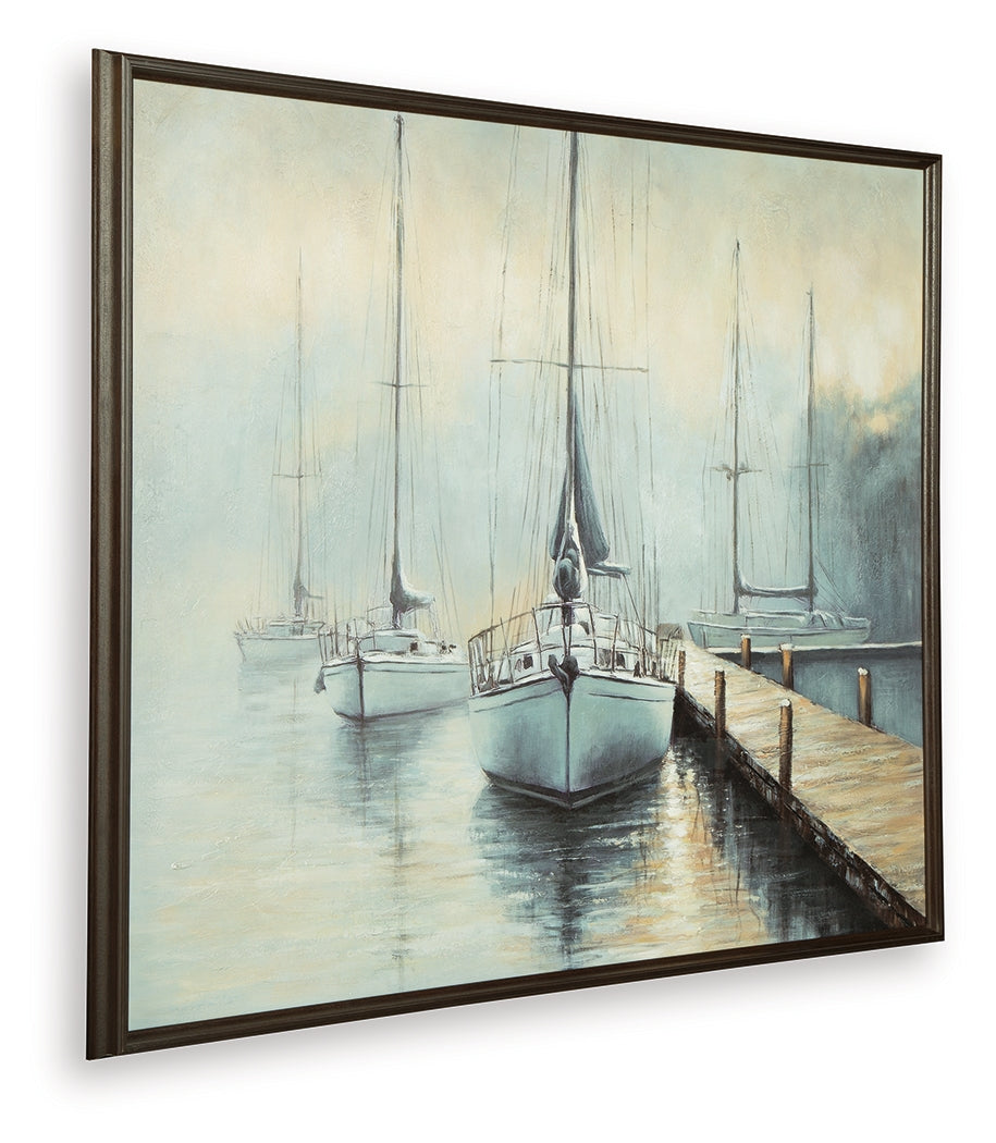 Worthney Blue/White/Brown Wall Art from Ashley Furniture - Luna Furniture