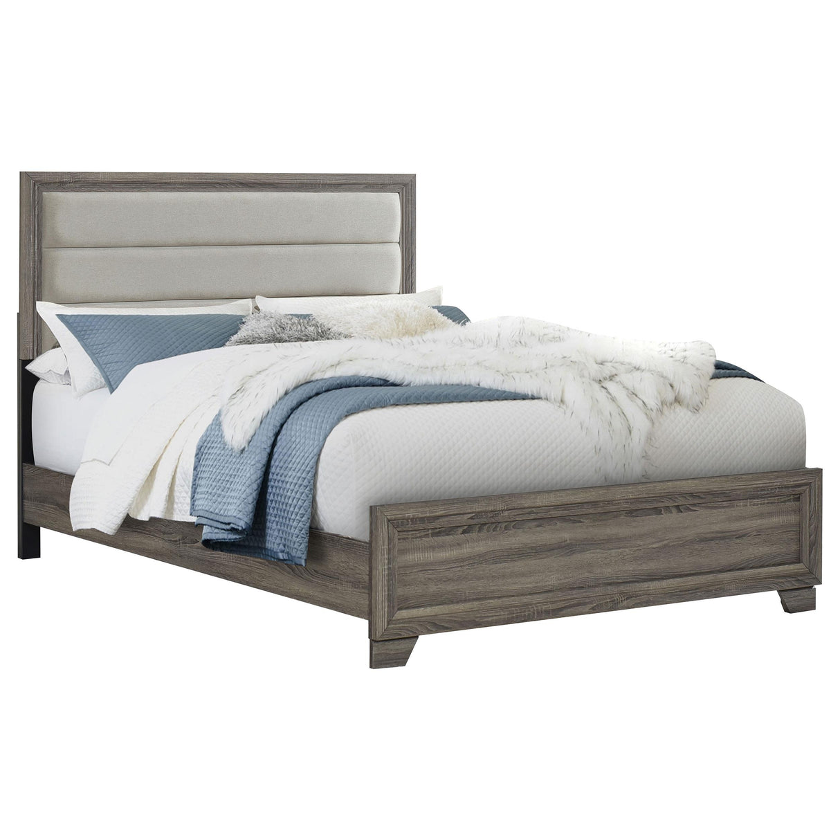 Wright Brown Oak 50-inch Upholstered Queen Bed from Coaster - Luna Furniture