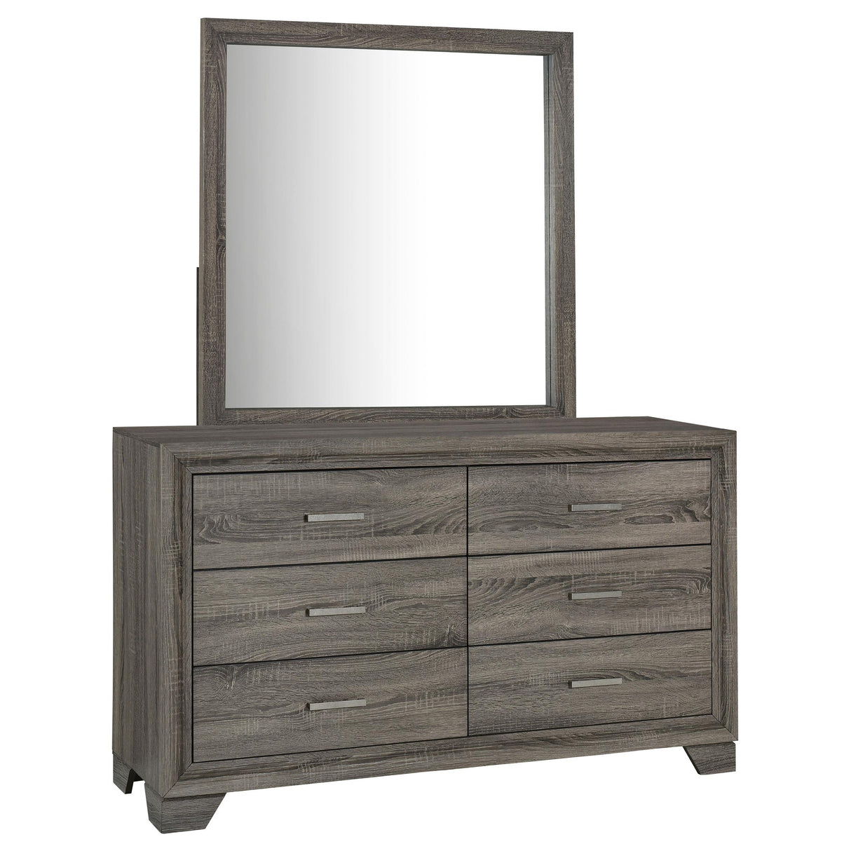 Wright Brown Oak 6-Drawer Dresser and Mirror from Coaster - Luna Furniture