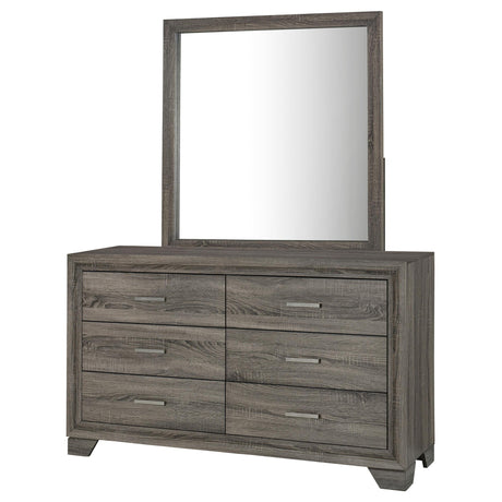 Wright Brown Oak 6-Drawer Dresser and Mirror from Coaster - Luna Furniture