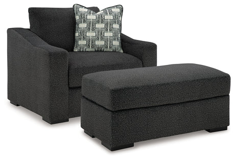 Wryenlynn Chair and Ottoman in Onyx from Ashley - Luna Furniture