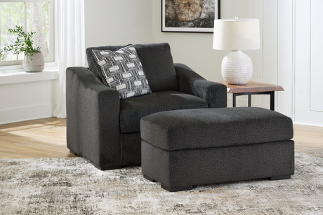 Wryenlynn Chair and Ottoman in Onyx from Ashley - Luna Furniture