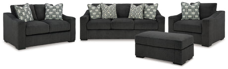 Wryenlynn Sofa, Loveseat, Chair and Ottoman in Onyx from Ashley - Luna Furniture