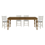 Wyatt Brown/Weathered White/Gray 5-Piece 91" Extendable Counter Height Set from Homelegance - Luna Furniture