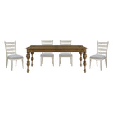 Wyatt Brown/Weathered White/Gray 5-Piece 91" Extendable Dining Room Set from Homelegance - Luna Furniture