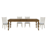 Wyatt Brown/Weathered White/Gray 5-Piece 91" Extendable Dining Room Set from Homelegance - Luna Furniture