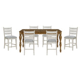 Wyatt Brown/Weathered White/Gray 7-Piece 91" Extendable Counter Height Set from Homelegance - Luna Furniture