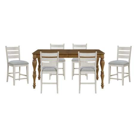 Wyatt Brown/Weathered White/Gray 91" Extendable Counter Height Set from Homelegance - Luna Furniture