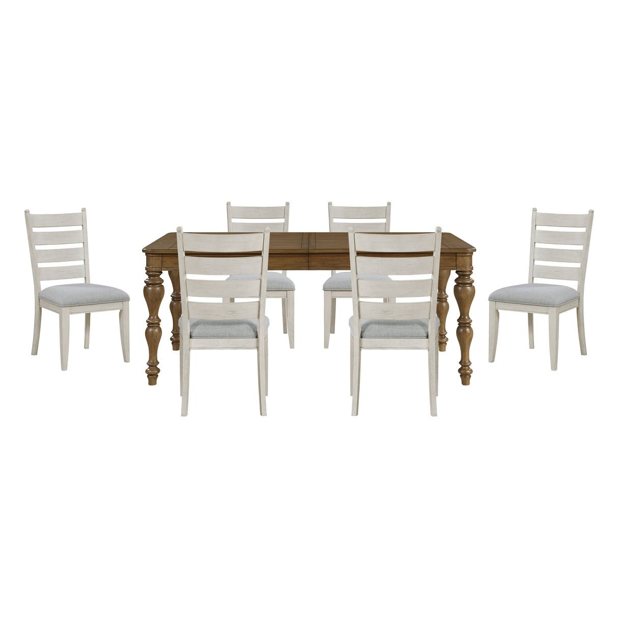 Wyatt Brown/Weathered White/Gray 7-Piece 91" Extendable Dining Room Set from Homelegance - Luna Furniture