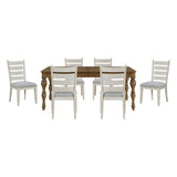 Wyatt Brown/Weathered White/Gray 7-Piece 91" Extendable Dining Room Set from Homelegance - Luna Furniture