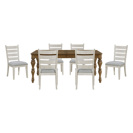Wyatt Brown/Weathered White/Gray 91" Extendable Dining Room Set from Homelegance - Luna Furniture