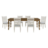 Wyatt Brown/Weathered White/Gray 7-Piece 91" Extendable Dining Room Set from Homelegance - Luna Furniture