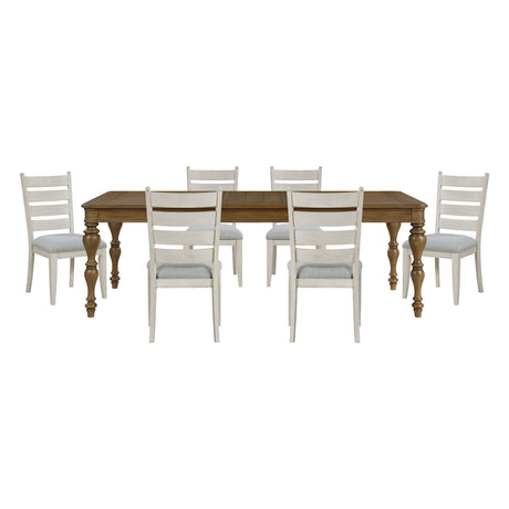 Wyatt Brown/Weathered White/Gray 91" Extendable Dining Room Set from Homelegance - Luna Furniture