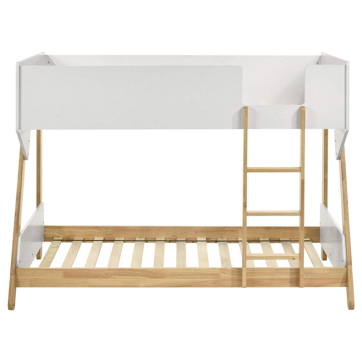 Wyatt White and Natural Wood Twin Over Twin Bunk Bed from Coaster - Luna Furniture