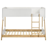 Wyatt White and Natural Wood Twin Over Twin Bunk Bed from Coaster - Luna Furniture