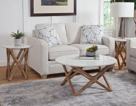 Wyman 3-Piece Round Banswara White Marble Top Table Set from Steve Silver - Luna Furniture